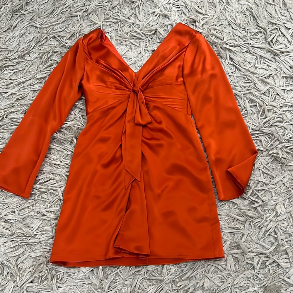 Orange silk dress